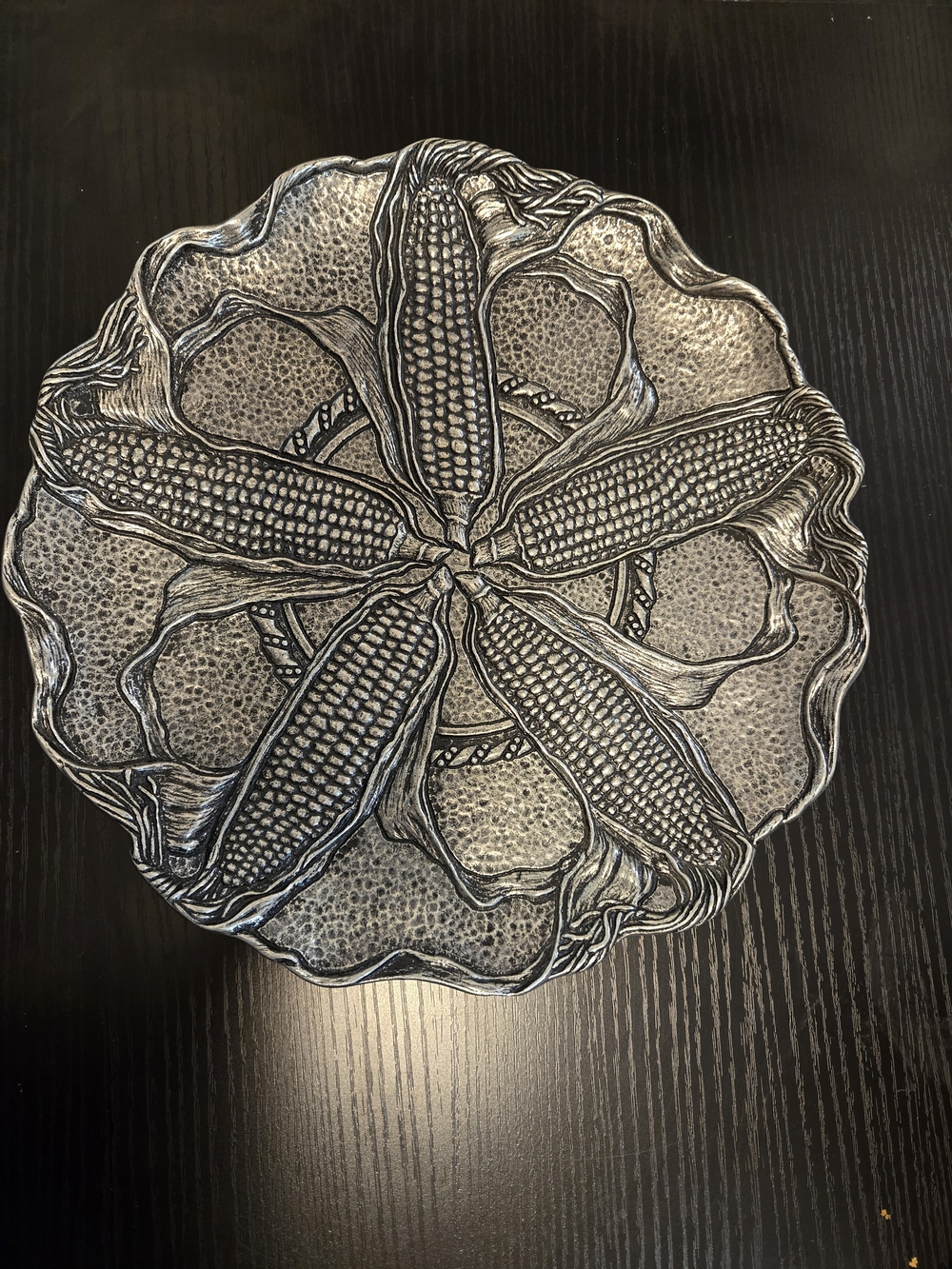 Silver Corn Motif Decorative Serving Platter